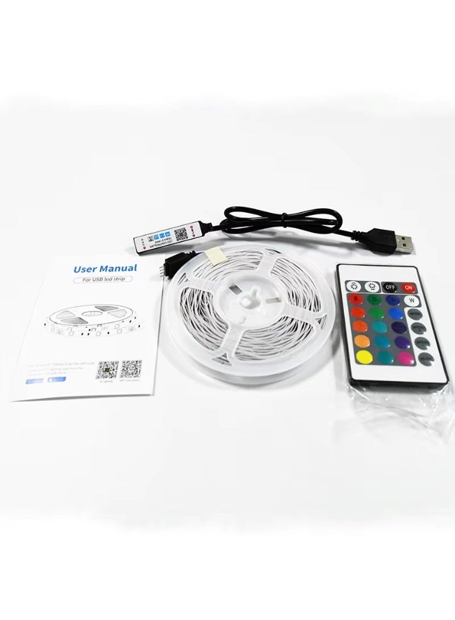 5-meter long RGB LED light strip with 5050 high-brightness chips, changes to 16 million colors with the rhythm of the music via Bluetooth, controlled by a mobile app or remote for decorating rooms, mirrors, parties and weddings. - Image 1